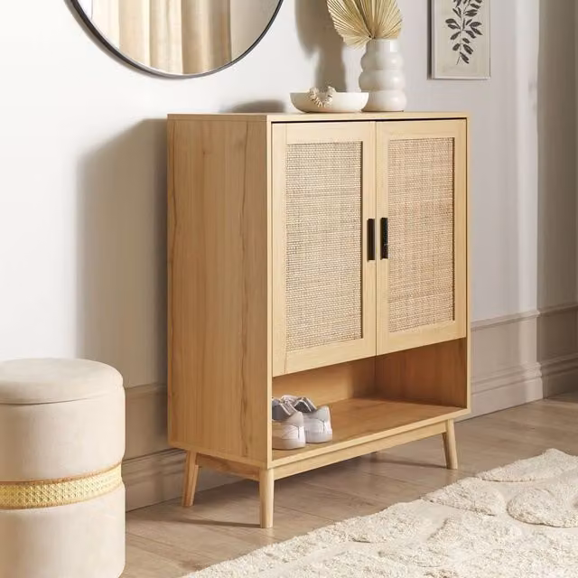Wyld Haus Boho Rattan Front Sideboard in Light Brown Wood