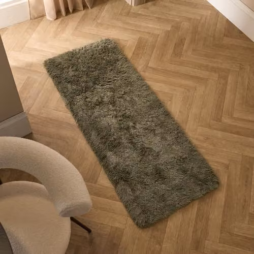 OHS Soft Fluffy Modern Runner Rug in Green, W/D/H: 60 x 150 x 1 cm – 2