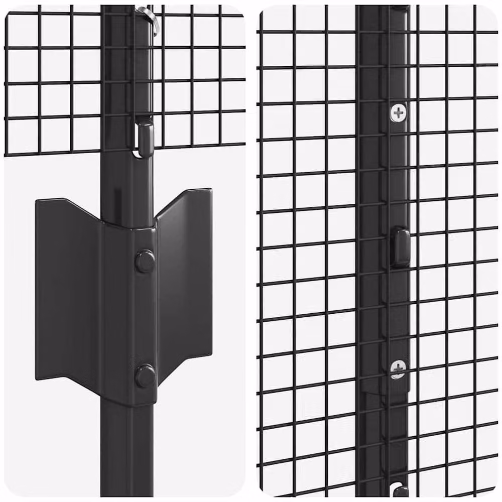 Berkfield Home Modern Welded Wire Fence with 10 U-Profile Posts, Dark Grey Steel, W: 10 m, H: 1.4 m – 3