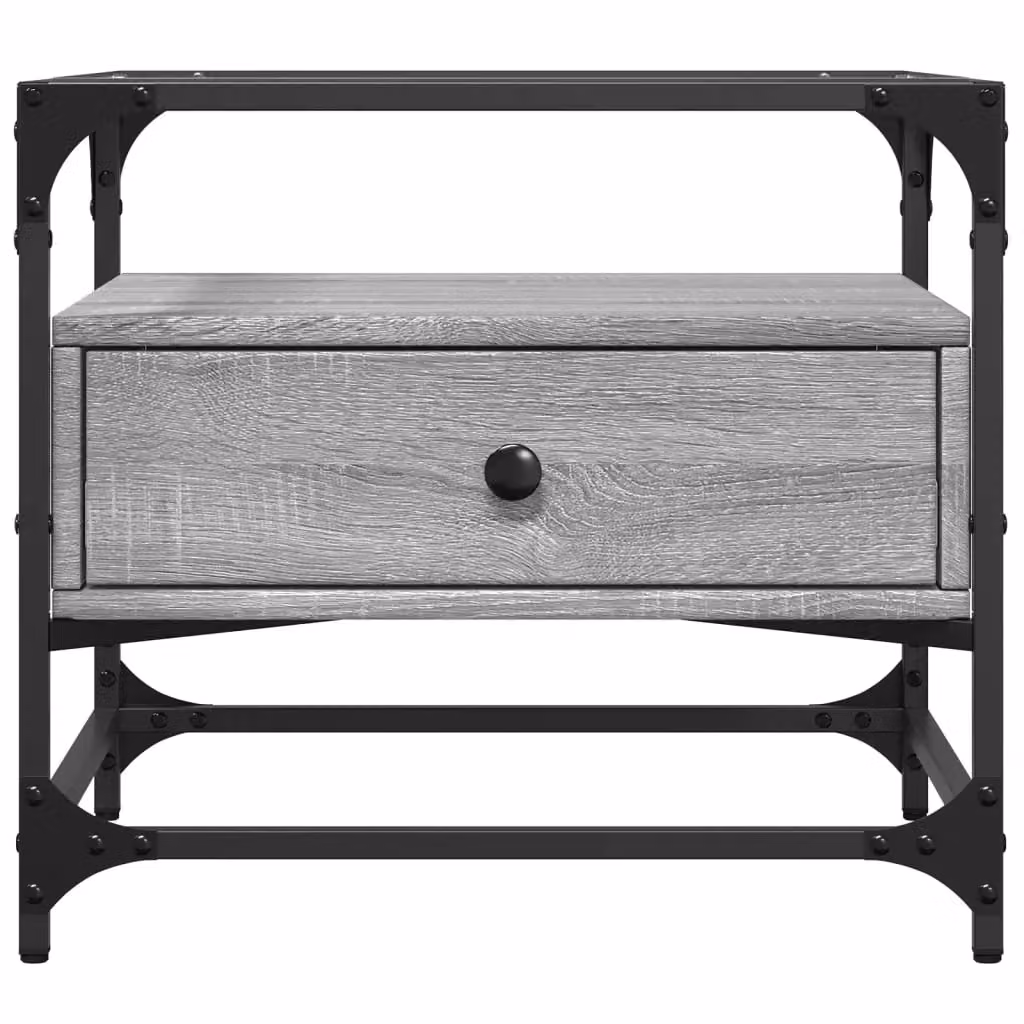 Berkfield Home Coffee Table with Glass Top in Grey Sonoma and Steel, W/D/H: 50 x 50 x 45 cm – 4