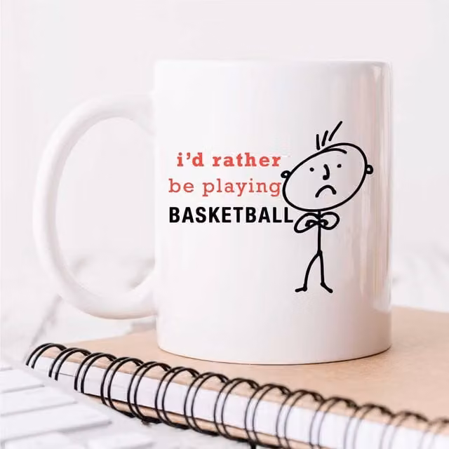 60 Second Makeover Men's I'd Rather Be Playing Basketball Ceramic Mug in White