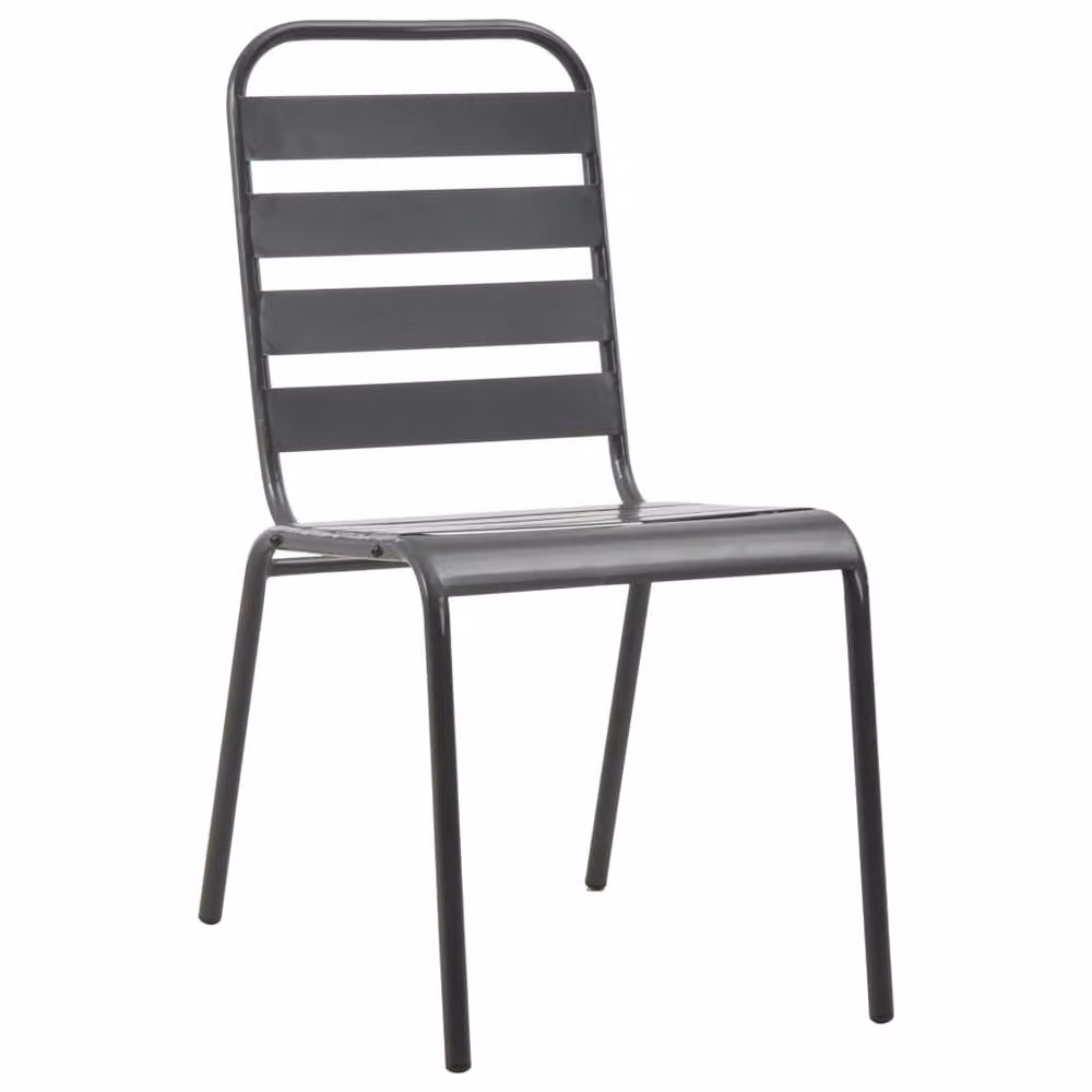 Berkfield Home Stackable Garden Chair Set of 3 in Anthracite Powder-coated Steel and Black – 2