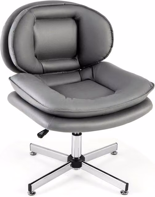 Gymax Grey Synthetic Leather Swivel Task Chair with Metal Base – 1