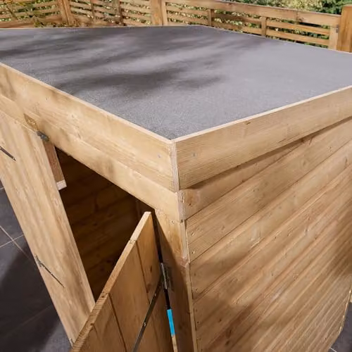 Rowlinson 4x4 Premier Shiplap Pent Shed with Double Doors in Brown – 4