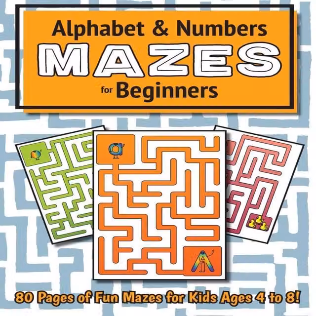 Ashley Lee Alphabet and Number Mazes for Beginners Multicolour Activity Book for Children Ages 4-8