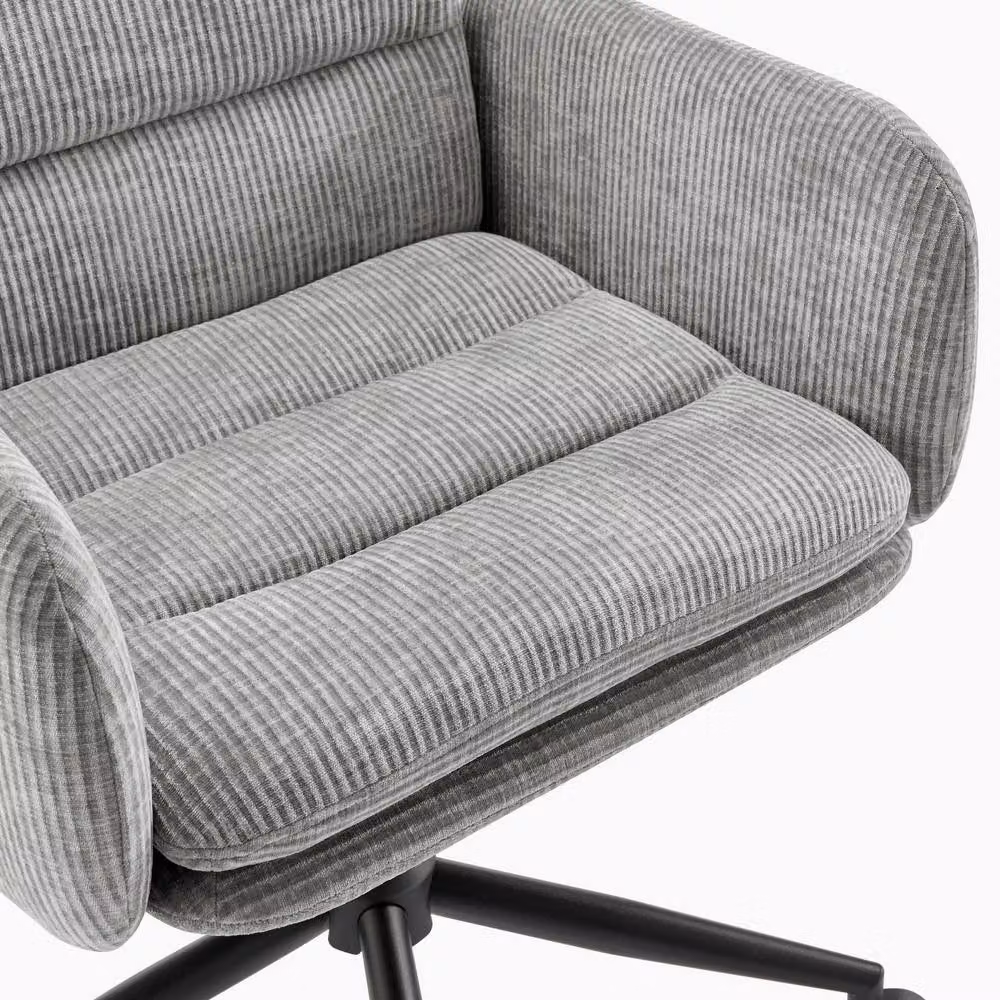 FurnitureboxUK Diora Grey Jumbo Corduroy Swivel Task Office Chair – 3