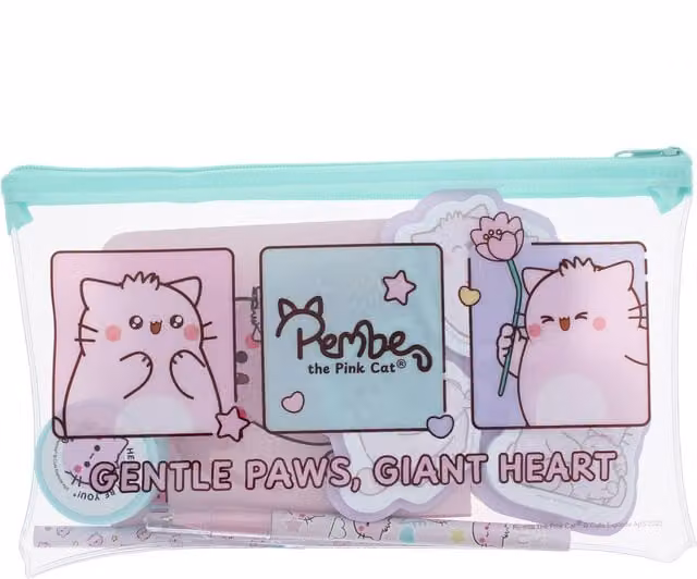 Pink Plastic School Stationery Set