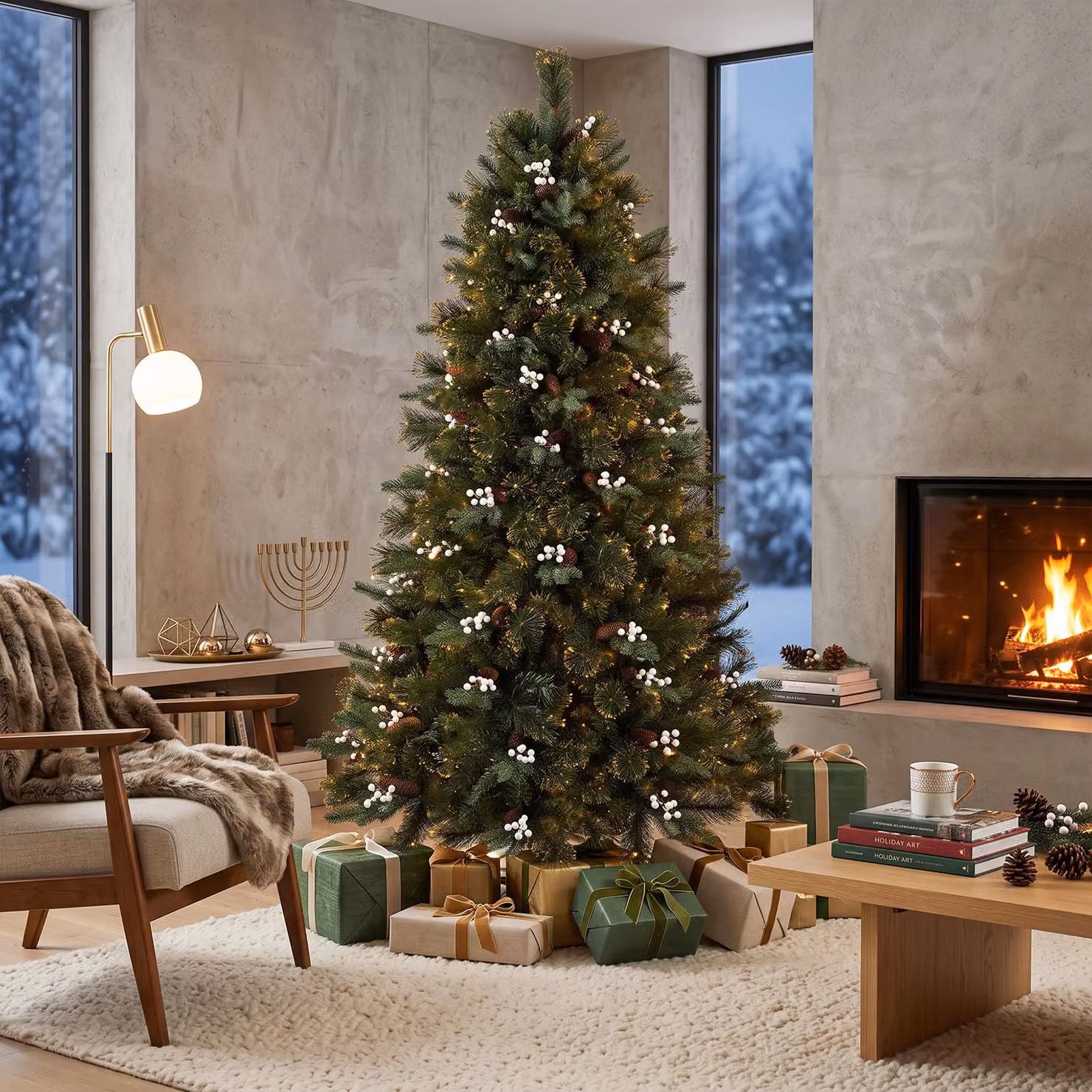 HOMCOM 6ft Green Artificial Fir Christmas Tree with 716 Branch Tips and Metal Stand – 8