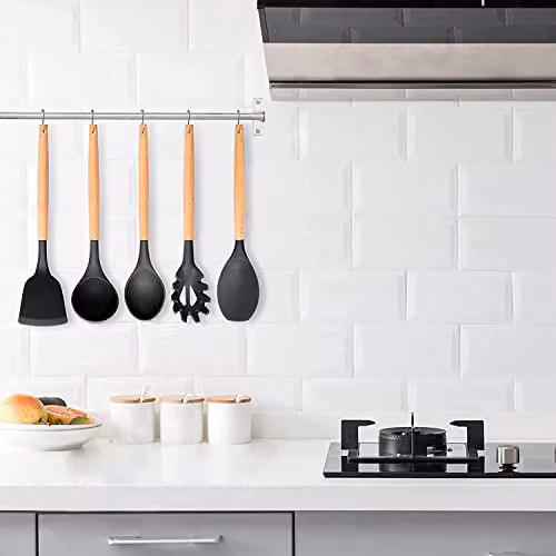 Duffy 22-Piece Heat Resistant Silicone and Stainless Steel Kitchen Utensil Set in Black – 9