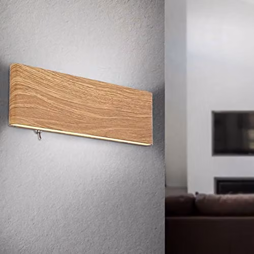Globo Lighting LED Wall Reading Light, Brown and White Wood Effect, Diameter: 22.5 cm – 4