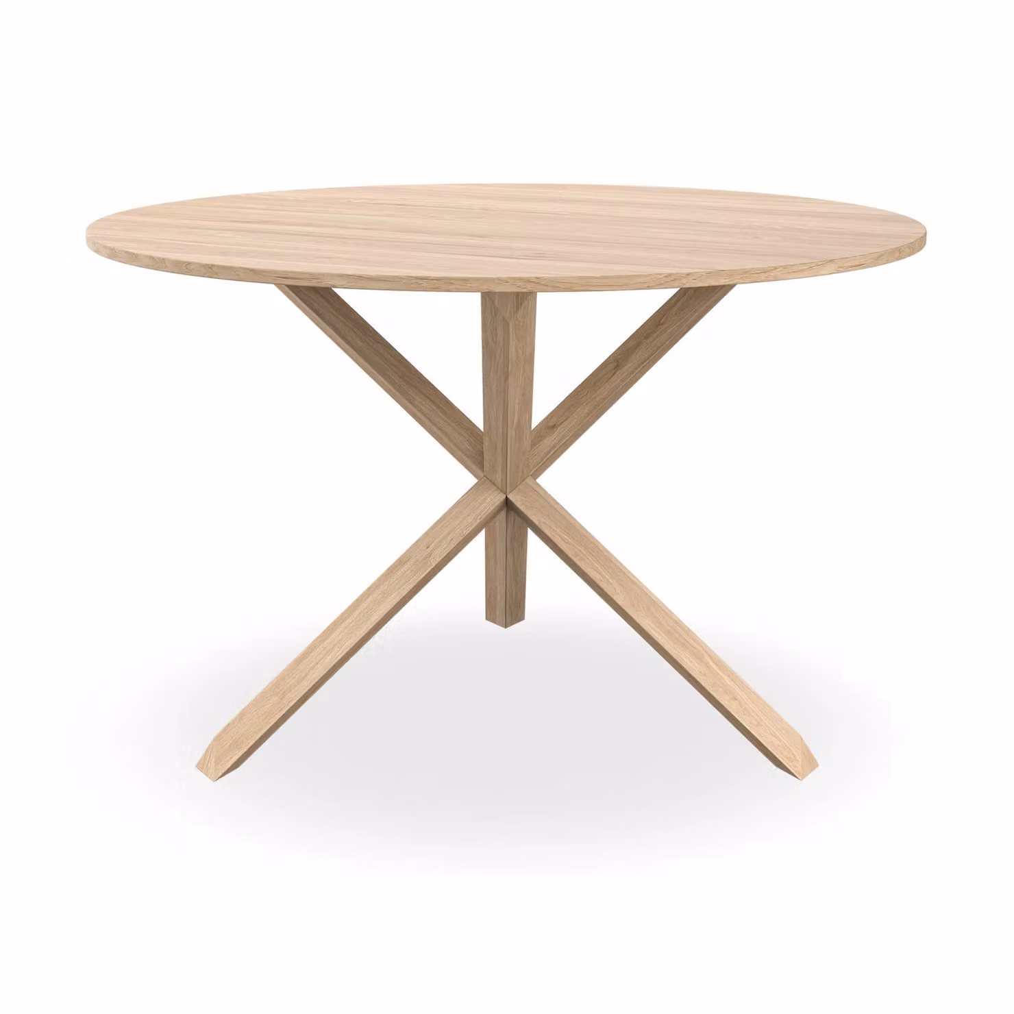 More4Homes Malvern Round Dining Table with Glass Top and Solid Oak Legs in Light Oak, Diameter: 120 cm, Height: 75 cm