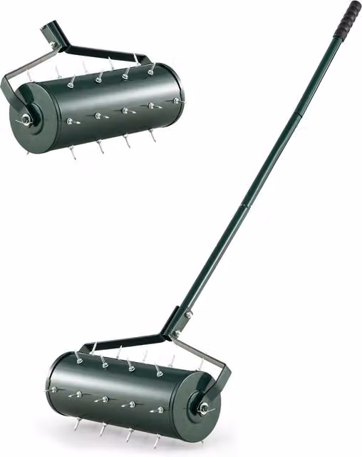 Costway Manual Garden Rolling Lawn Aerator - Green