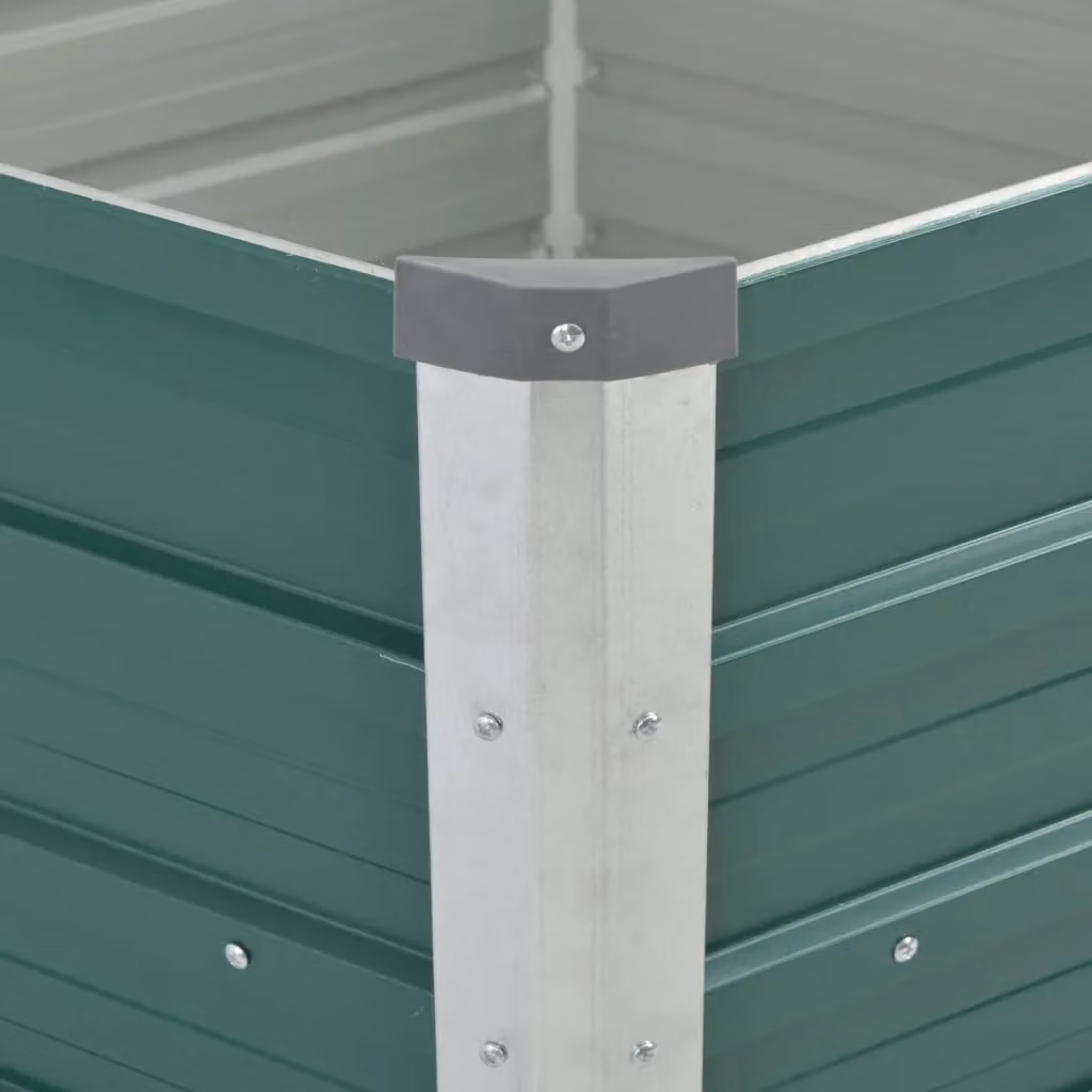 Berkfield Home Garden Green Galvanised Steel Raised Bed W/D/H: 129 x 129 x 77 cm – 3