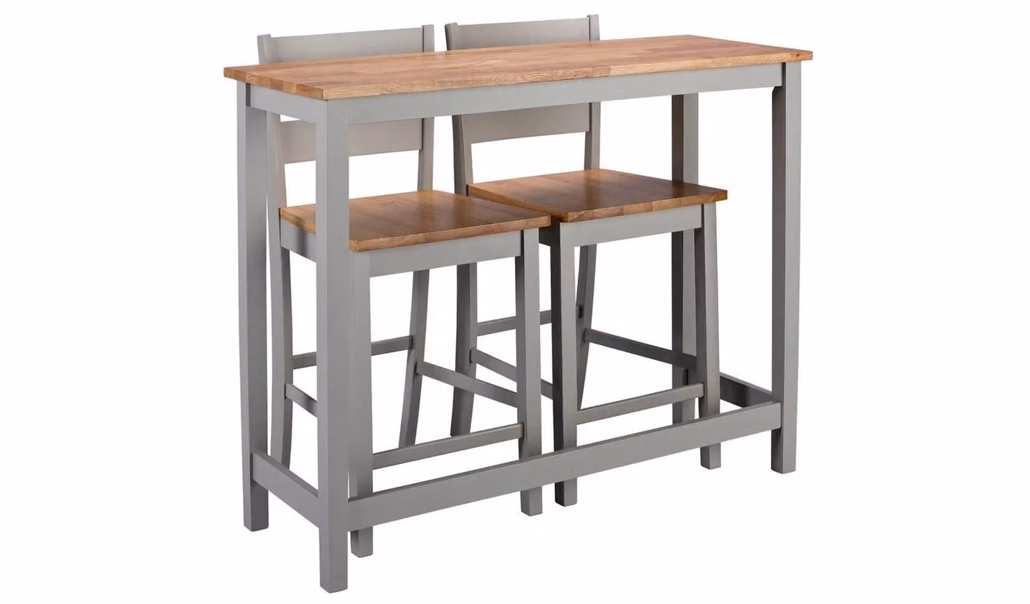 Chicago Oak Grey Bar Table and 2 Grey Chairs Set