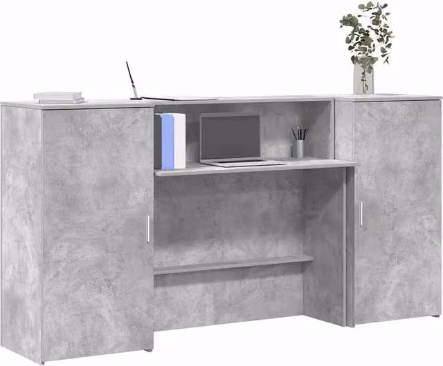 Berkfield Home Reception Desk in Concrete Grey, W/D/H: 200 x 50 x 103.5 cm – 1