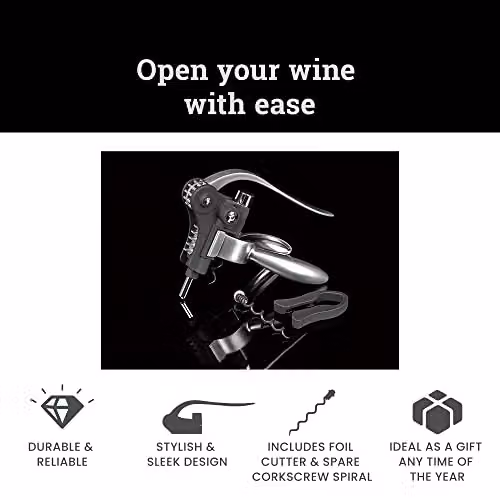 Tala Professional Black Metal Waiters Friend Corkscrew Set with Foil Cutter – 3