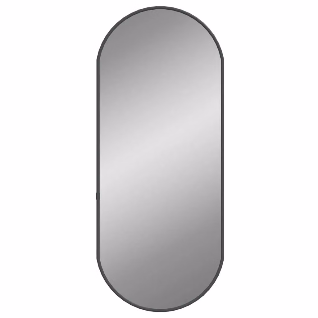 Berkfield Home Minimalist Oval Wall Mirror in Black, W: 60 cm, H: 25 cm