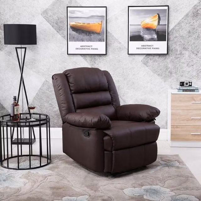LUXURY LIFE Loxley Brown Leather Recliner Armchair