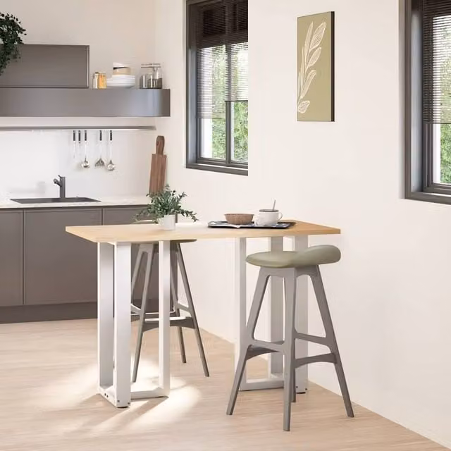 Berkfield Home Modern T-Shaped Bar Table Legs, 2 Pieces, White Steel, W: 40 cm, D: 35 cm, H: 90-91 cm