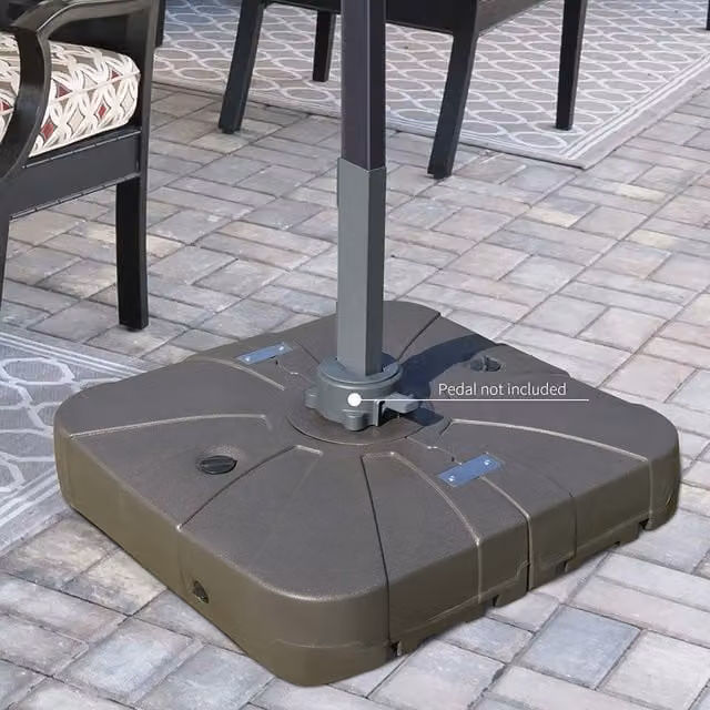 Outsunny Brown Square Parasol Base with Wheels