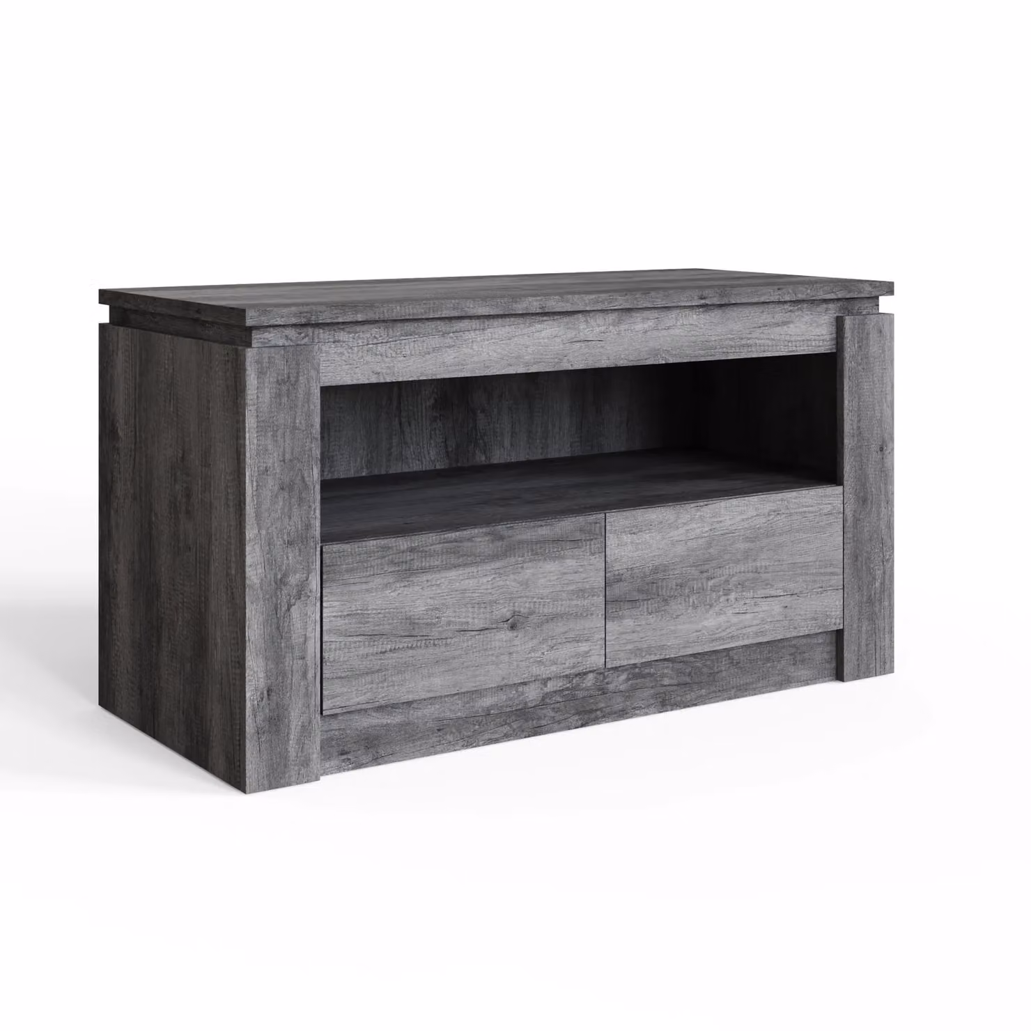 GFW Canyon Industrial 2 Drawer TV Unit in Matt Grey – 3