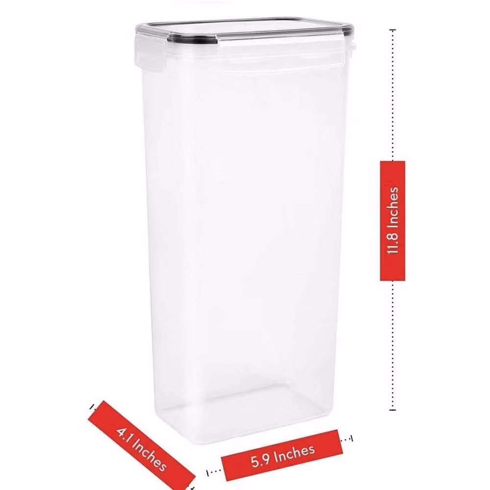 VOGREX Set of 4 Airtight and Leakproof Plastic Food Storage Jars for Pasta, Rice and Spaghetti in Transparent – 2