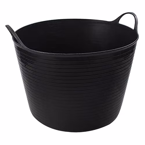 AGP Advanced Global Productions Black Plastic Builders Basket Tool Trug with Handles, 42L