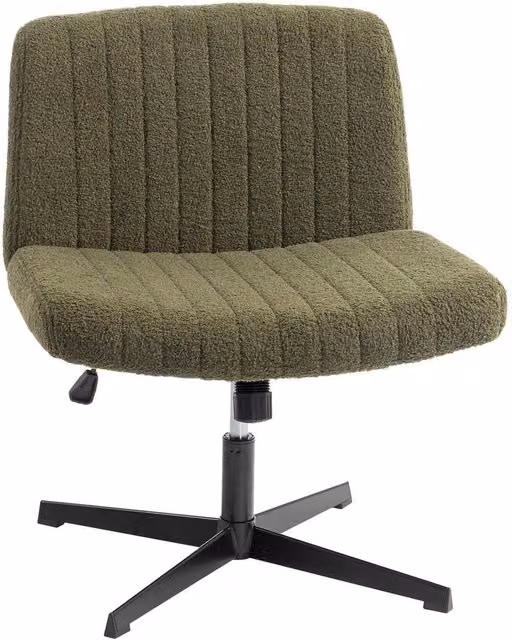 VOGREX Green Teddy Fleece Criss Cross Armless Swivel Office Chair for Home or Bedroom – 1