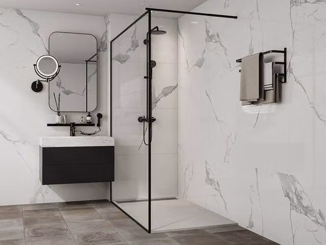 Vente-unique Resin Rectangular Shower Tray in White, W/D: 160 x 90 cm