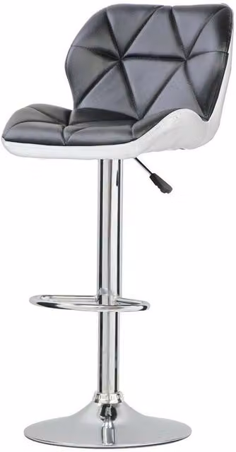 Neel Blue Modern Black PU Leather Swivel Barstool with Height Adjustable Metal Base