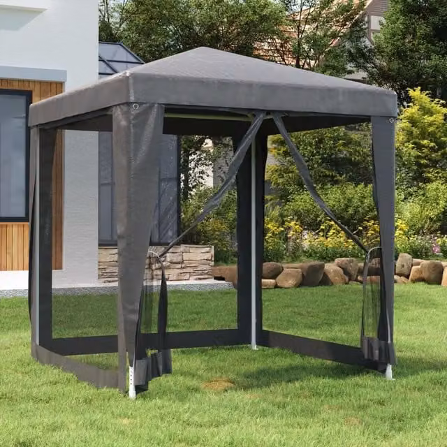 Berkfield Home Party Tent with 4 Mesh Sidewalls, Anthracite and Black, W/D/H: 200 x 200 x 200 cm