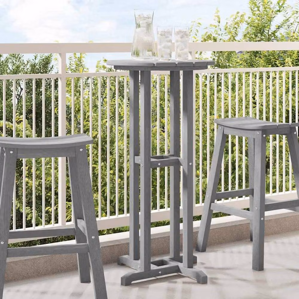 Berkfield Home Elegant Bar Table in Light Grey, W/D/H: 55 x 55 x 107.5 cm – 2