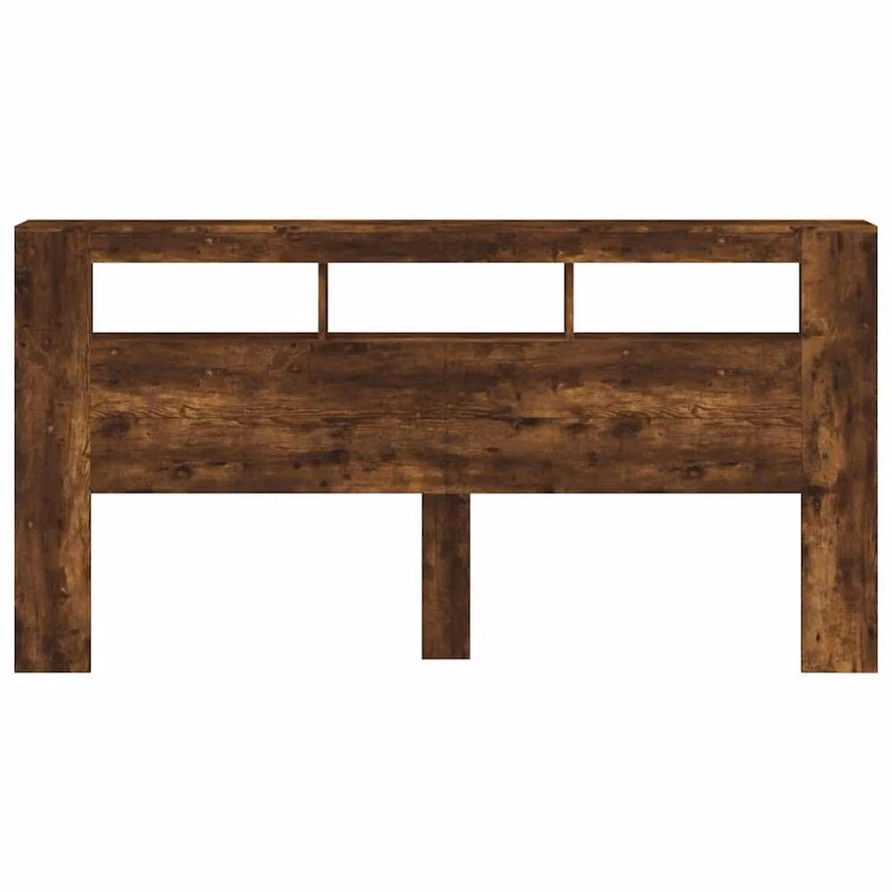 Berkfield Home LED Headboard in Smoked Oak, Brown, W: 200 cm, H: 103.5 cm, D: 18.5 cm – 5