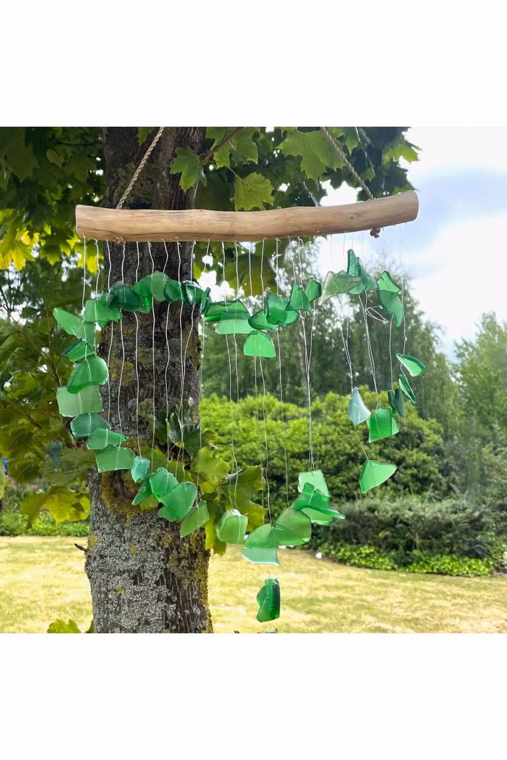 KDMD Love Chime Green Glass Heart Hanging Wind Chime for Garden and Patio Decor – 2