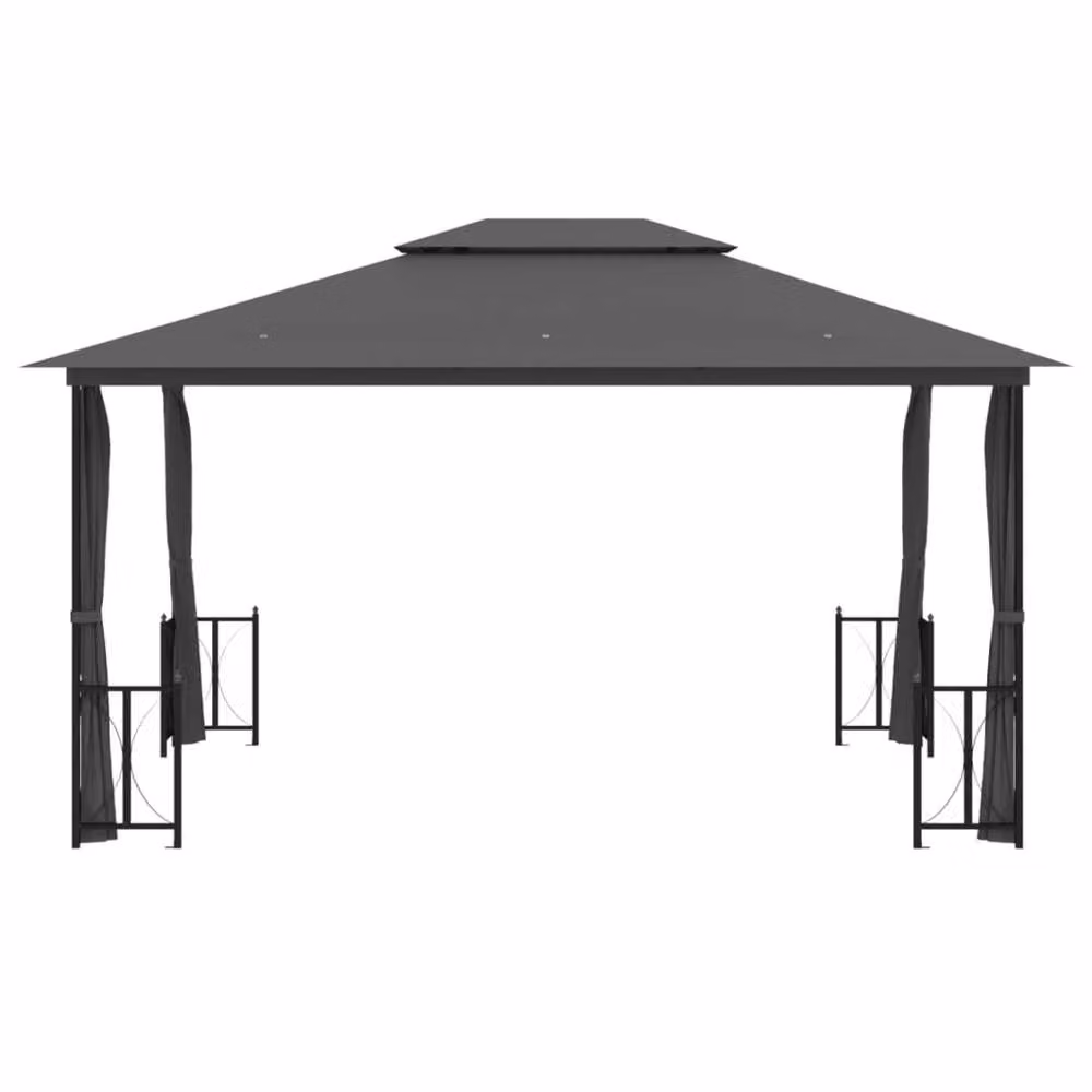 Berkfield Home Gazebo with Sidewalls and Double Roof, W: 400 cm, D: 300 cm, H: 265 cm, Anthracite – 3