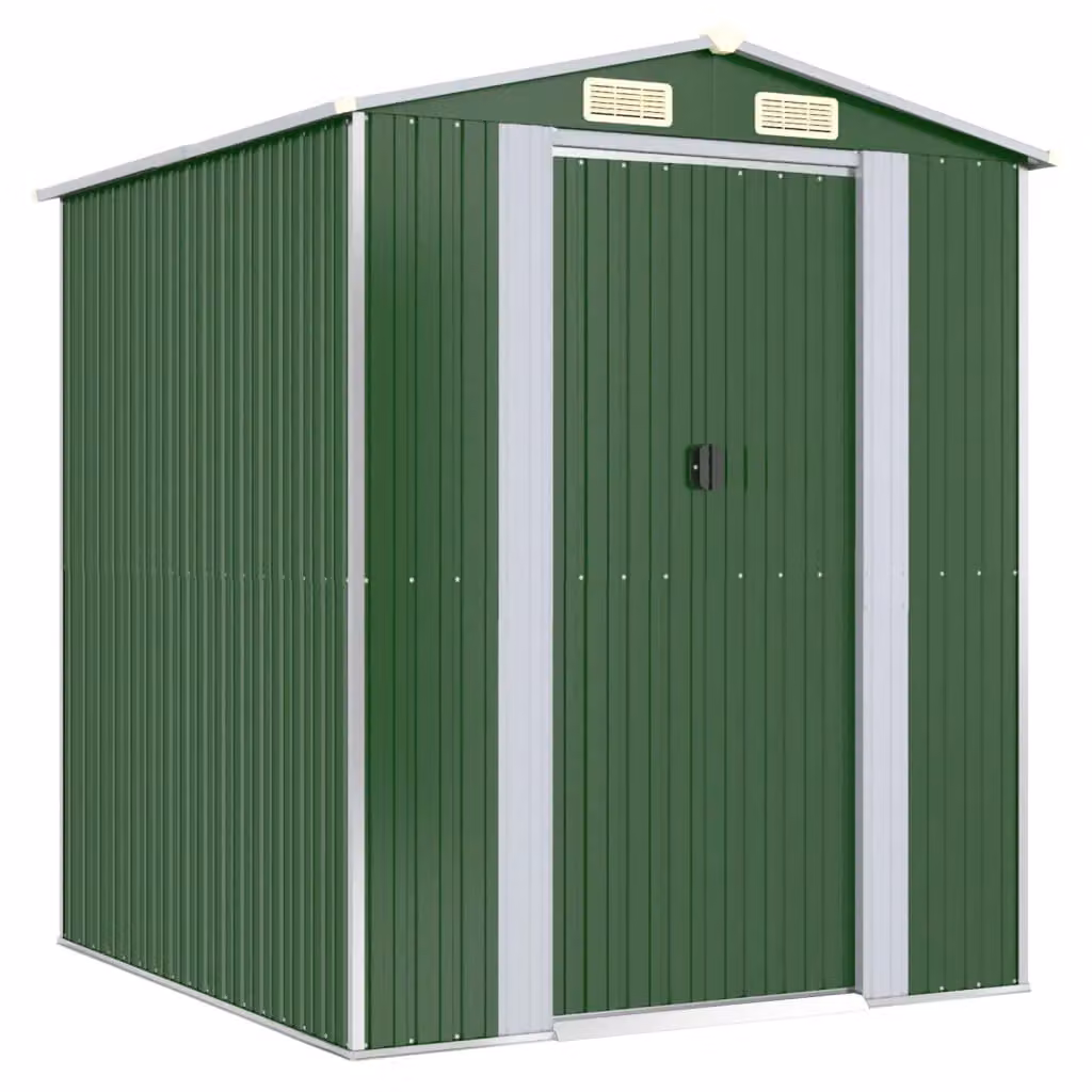 Berkfield Home Green Galvanised Steel Garden Shed with Sliding Doors and Side Vent, W/D/H: 192 x 191 x 223 cm – 2