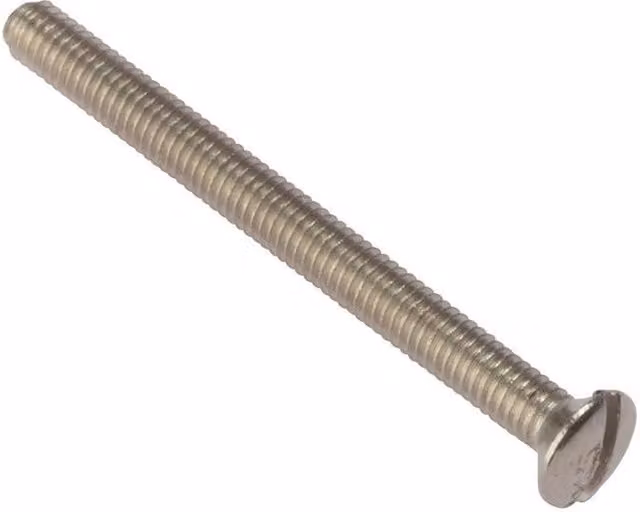 Forgefix Nickel Plated Slotted Raised Head Steel Screws in Silver, 100 Pack, W: 3.5 mm, L: 40 mm