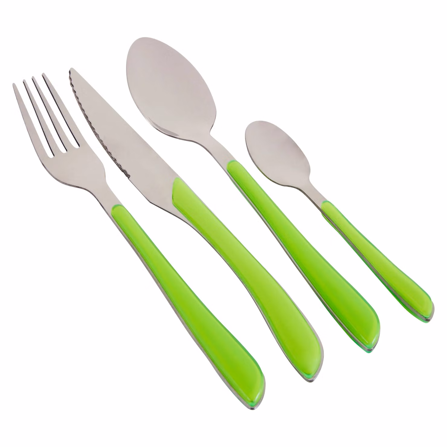 Premier Housewares Orsina Bright 24-Piece Coated Stainless Steel Cutlery Set in Multicolour and Green