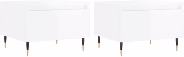 Berkfield Home Set of 2 High Gloss White Modern Coffee Tables, W/D/H: 50 x 46 x 35 cm