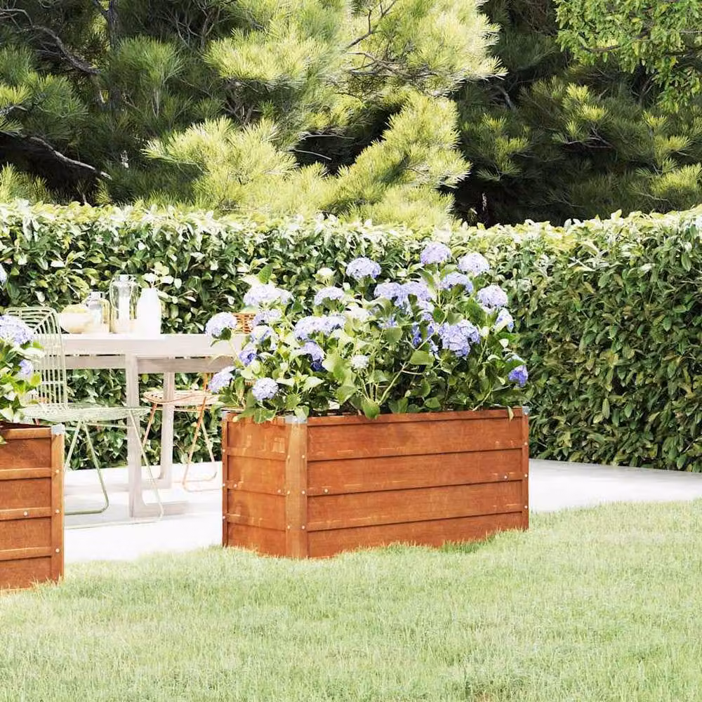 Berkfield Home Garden Raised Bed in Brown Corten Steel, W/D/H: 100 x 40 x 45 cm – 1