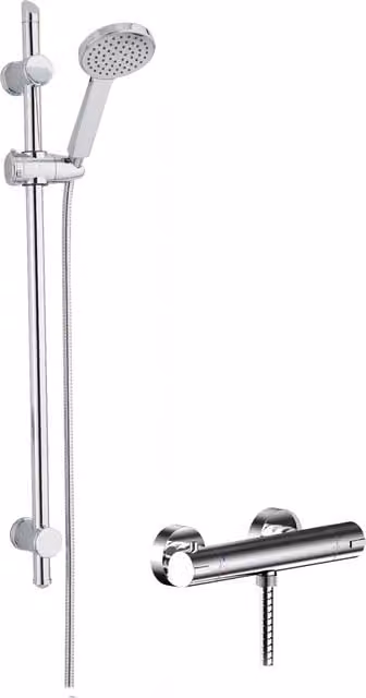 Balterley Thermostatic Water Saving Slide Rail Shower Kit in Chrome Silver