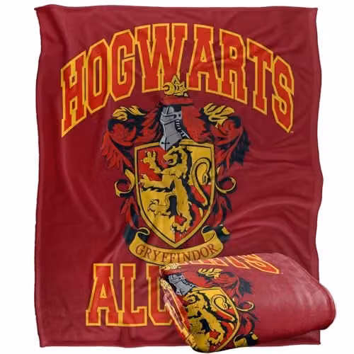 Warner Bros. Harry Potter Hogwarts Gryffindor Alumni Super Soft Fleece Throw Blanket, Red/Multicolour, W: 127 cm x D: 152.4 cm – 1