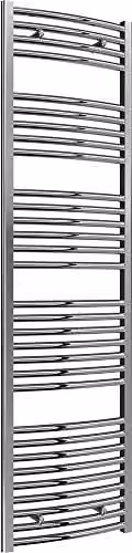 Bathroom Kingdom Diva Silver Steel Straight Heated Towel Rail H: 180 cm, W: 50 cm