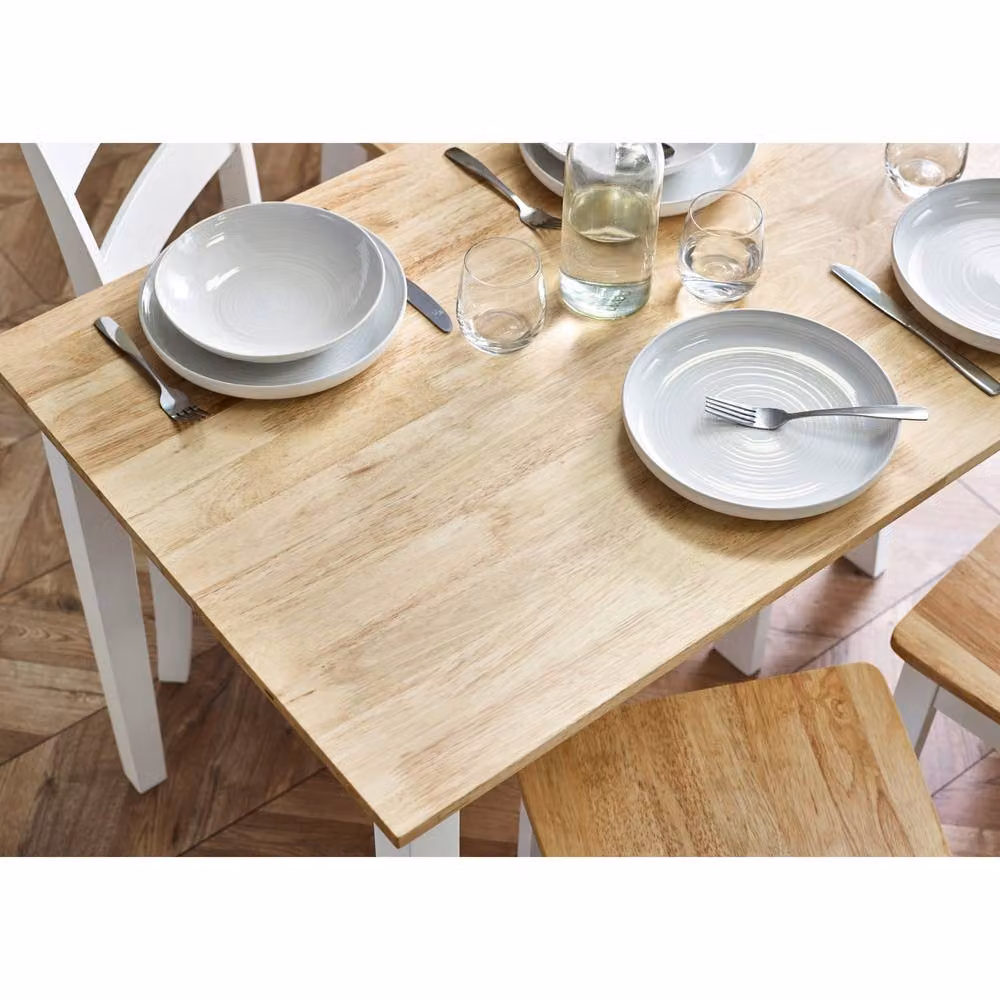 Cheshire Premium Linwood Small Rectangular Dining Table in White and Multicolour, W/D/H: 68 x 68 x 68 cm – 3