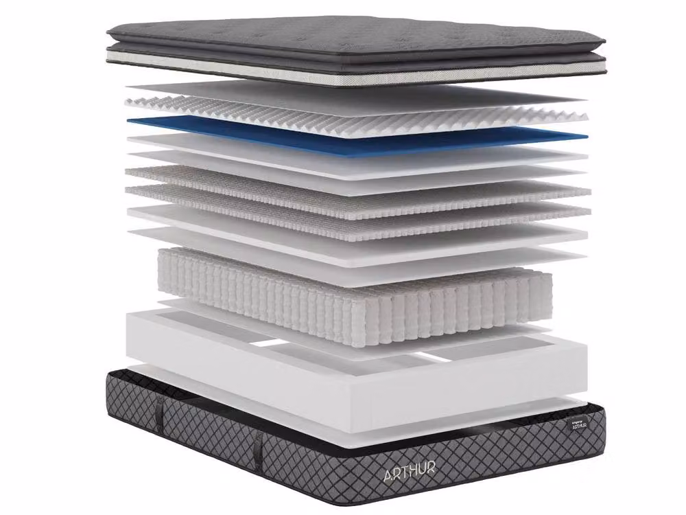 Arthur Sleep Arthur 5000 Hybrid Mattress, Medium Firm, Grey, W: 180 cm, D: 200 cm – 5