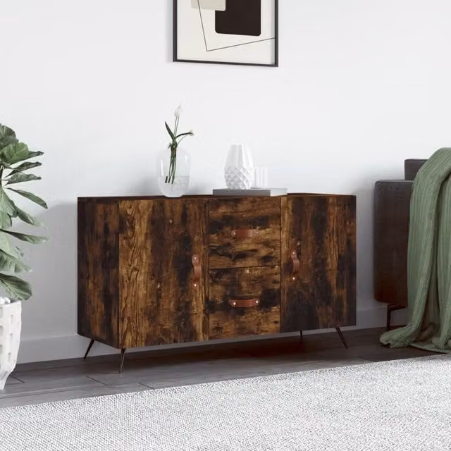 Berkfield Home Modern Smoked Oak Sideboard in Brown, W/D/H: 100 x 36 x 60 cm