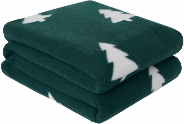OHS Christmas Tree Polar Fleece Throw in Green