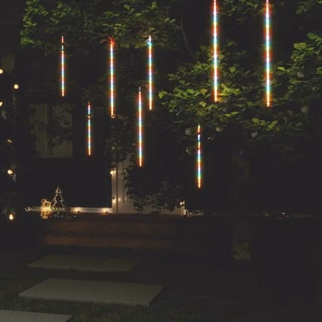 Berkfield Home Meteor Icicle Lights, 8 Piece Multicolour LED Set with 288 LEDs, Length: 50 cm