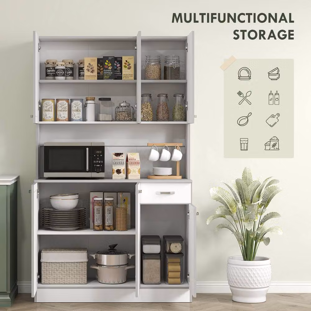 STILVORA Modern White Kitchen Cupboard with Adjustable Internal Shelves and Drawer – 2