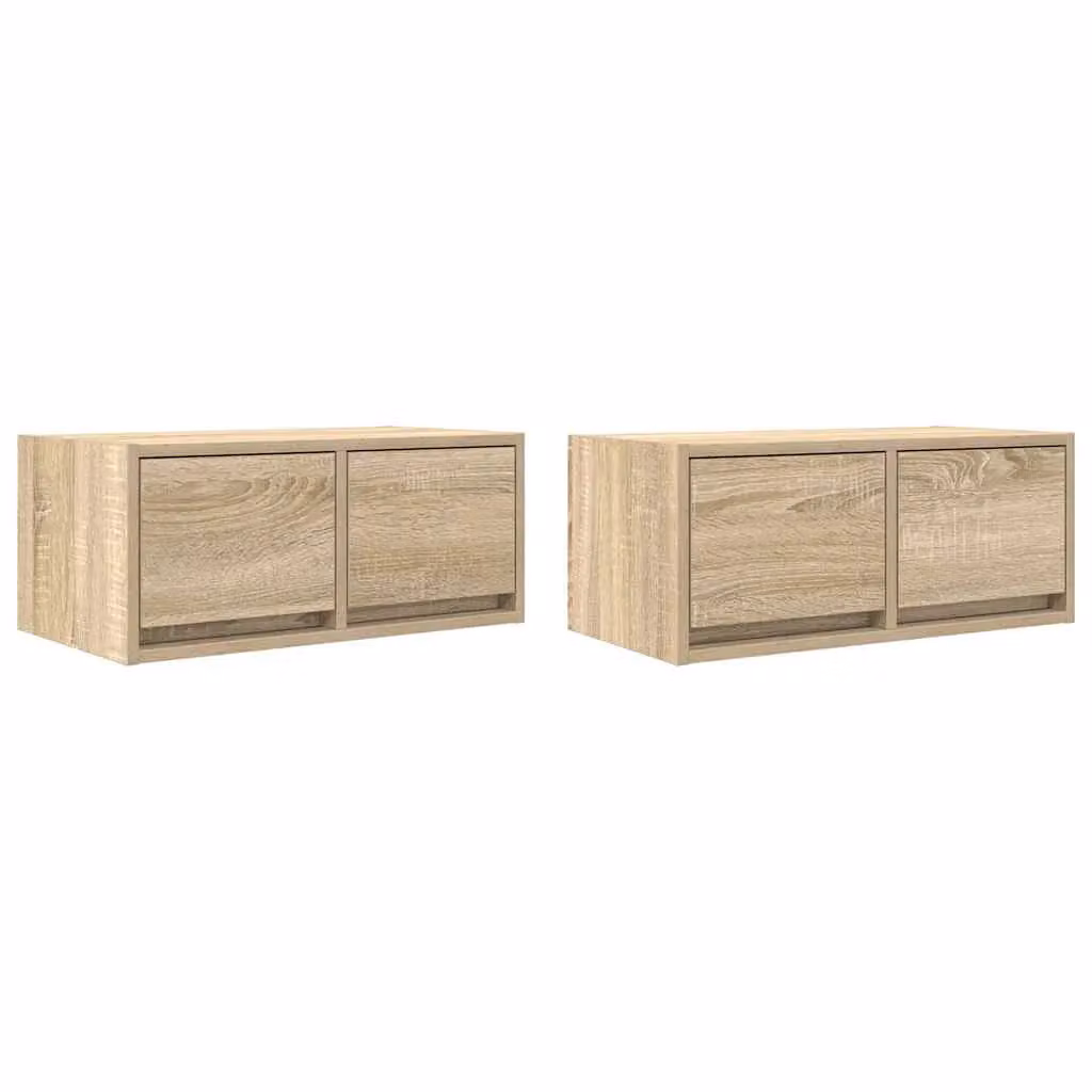 Berkfield Home Set of 2 Sonoma Oak TV Cabinets in Brown, W/D/H: 60 x 31 x 25.5 cm – 2